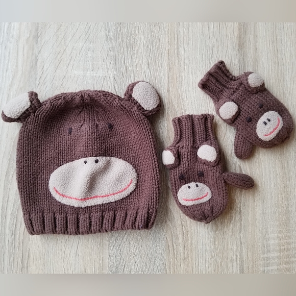 2011 vguc Mini Boden 12-24 months knit monkey hat & gloves FREAKING ADORABLE! - Picture 14 of 14